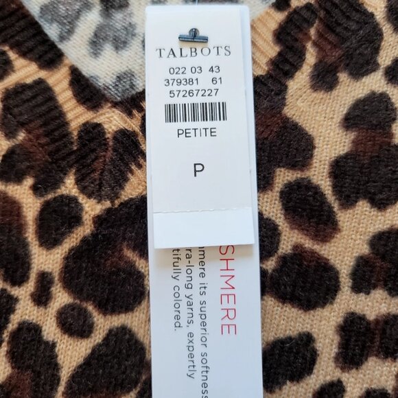 Talbots Cashmere V-Neck Sweater - Leopard New Size 0-2 Petite - Picture 9 of 12